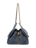 Chanel Drawstring Bucket · Quilted Suede