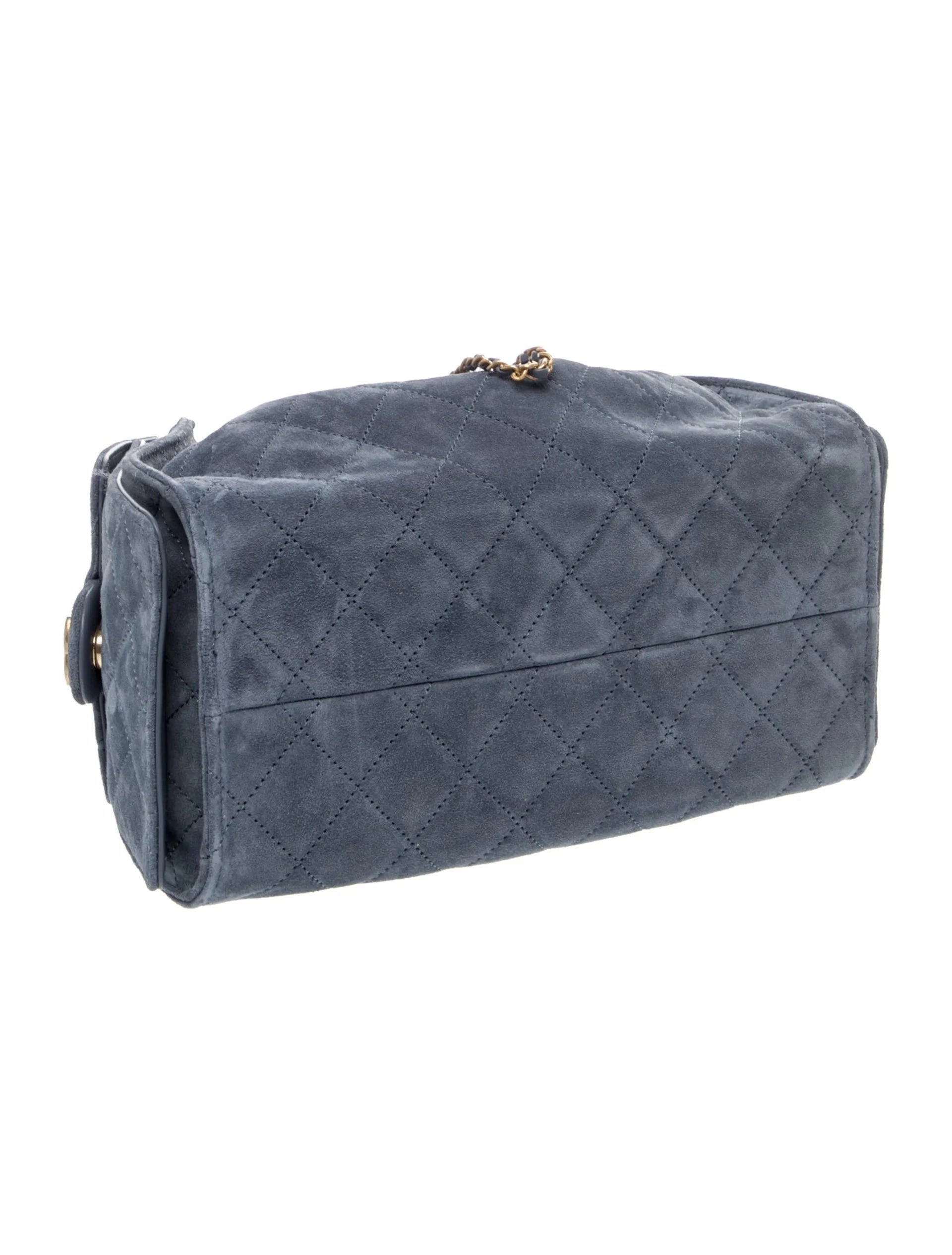 Chanel Drawstring Bucket · Quilted Suede