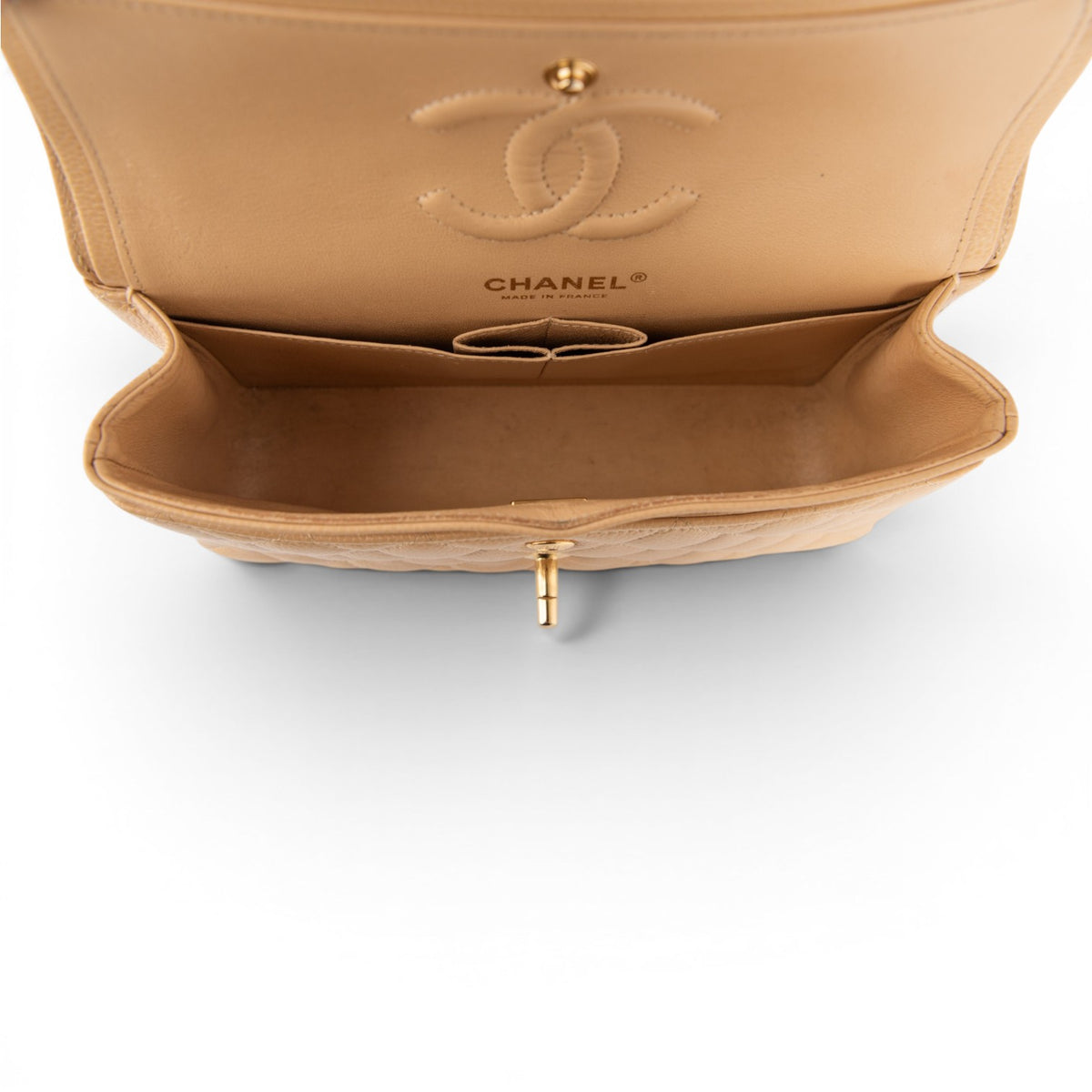 Chanel Classic Flap · Caviar — interior view