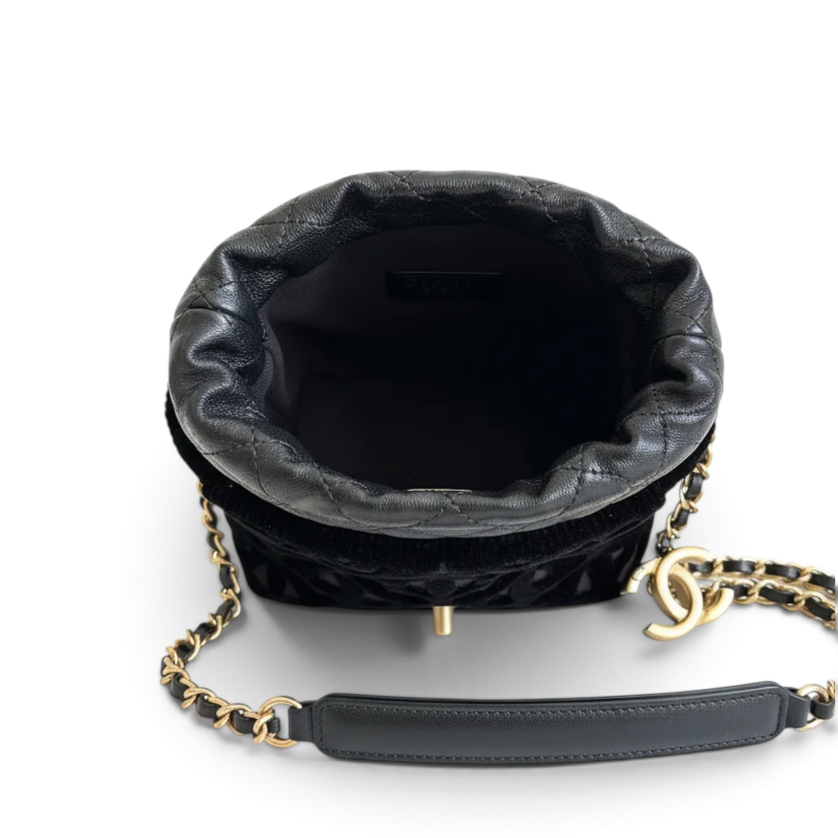 Chanel Mini Bucket Bag — interior